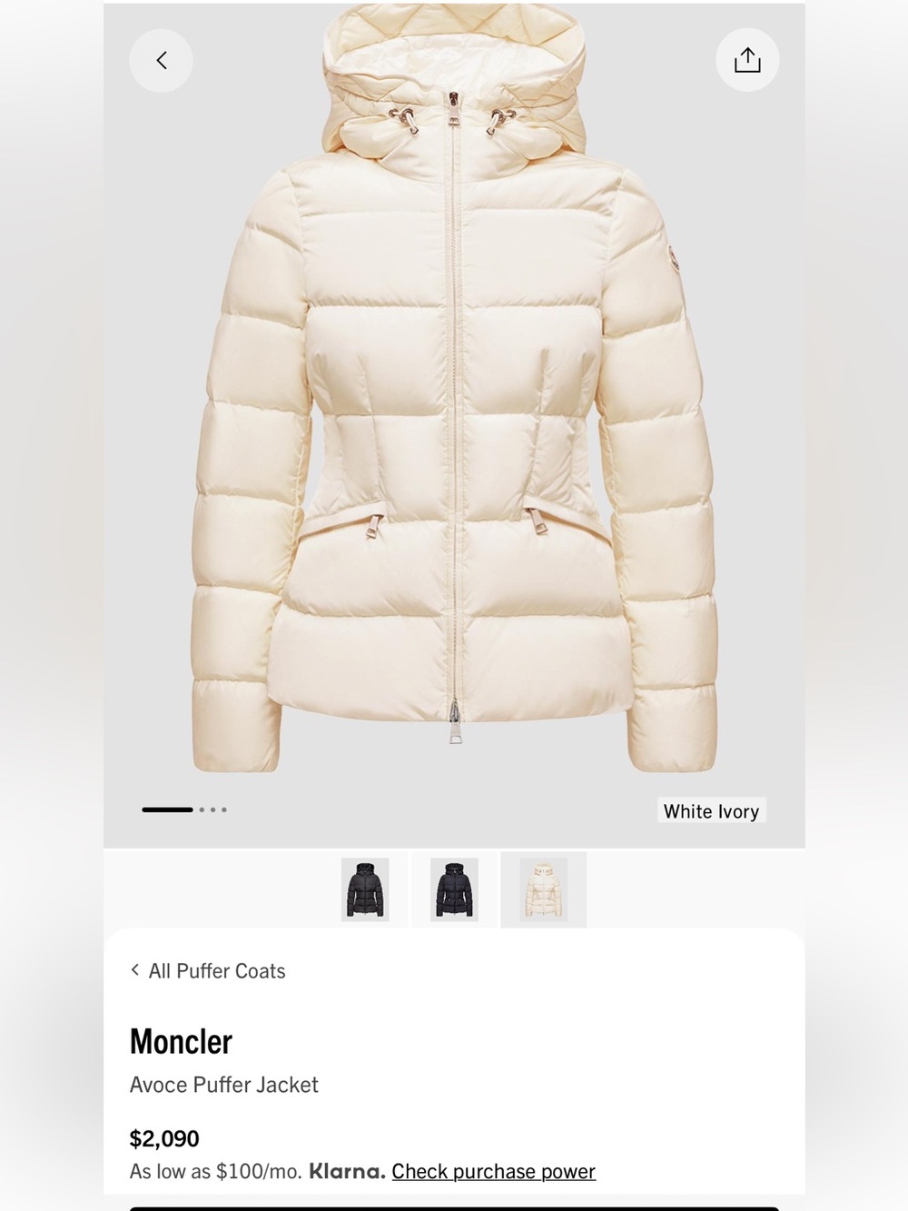Moncler Cream Quilted Down Puffer Jacket